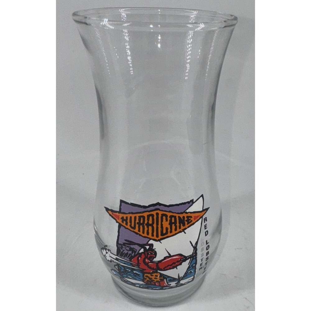 Red Lobster Hurricane Drinking Glass Surfing 20oz 7" Barware Discontinued VTG